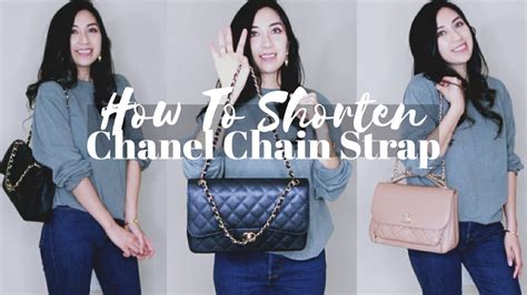 how to shorten chanel mini strap|Chanel chain strap hack.